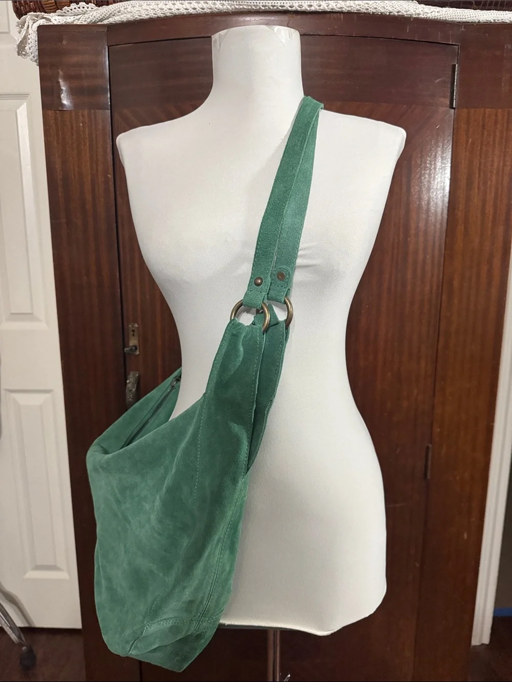 Free People Green Suede Hobo Shoulder Bag
